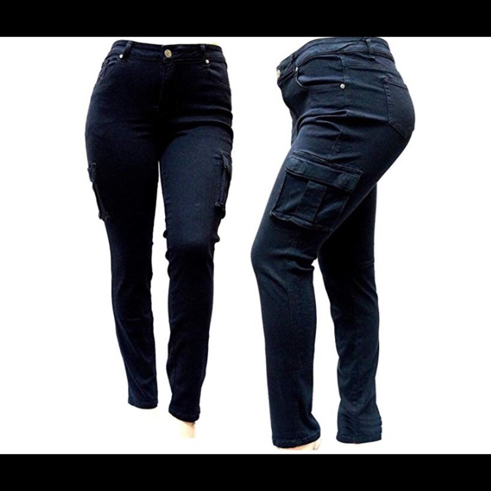 Women’s Plus Size Cargo Black Skinny Denim Jeans